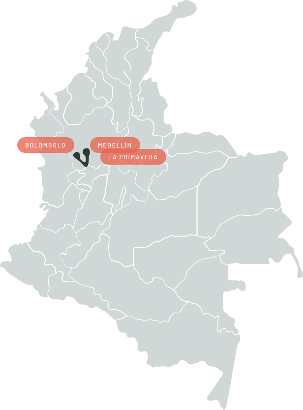 Mapa de Colombia señalando los tramos de la concesión Pacífico 2